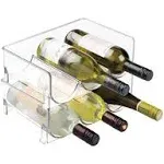 mDesign Plastic Stackable Wine Bottle Storage Organizer Rack