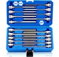 18piece 3/8 Inch Drive Extra Long Allen Hex Bit Socket Set Sae &amp; Metric 1/83/8