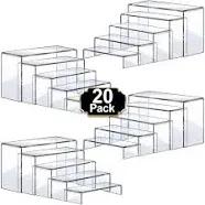 Aheroi Display Risers, 20 Pcs 4 Set Acrylic Riser Display Stands, Clear Risers Display Shelf Rectangular Acrylic Risers for Decor Display, Showcase Stands for Cupcake Funko, Shoe Display(1-3-4-5-6IN)