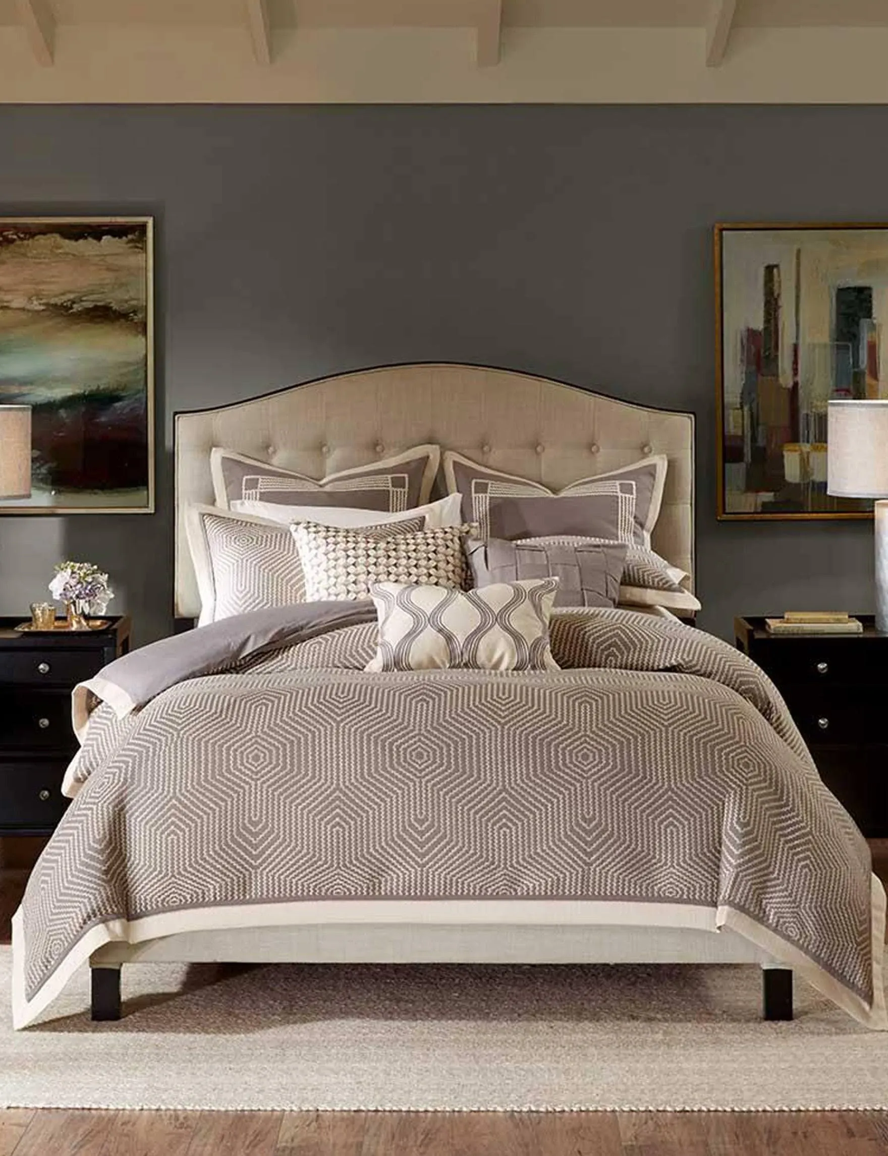 Madison Park MPS10-258 Signature Shades of Grey Comforter Set - Geometric Grey