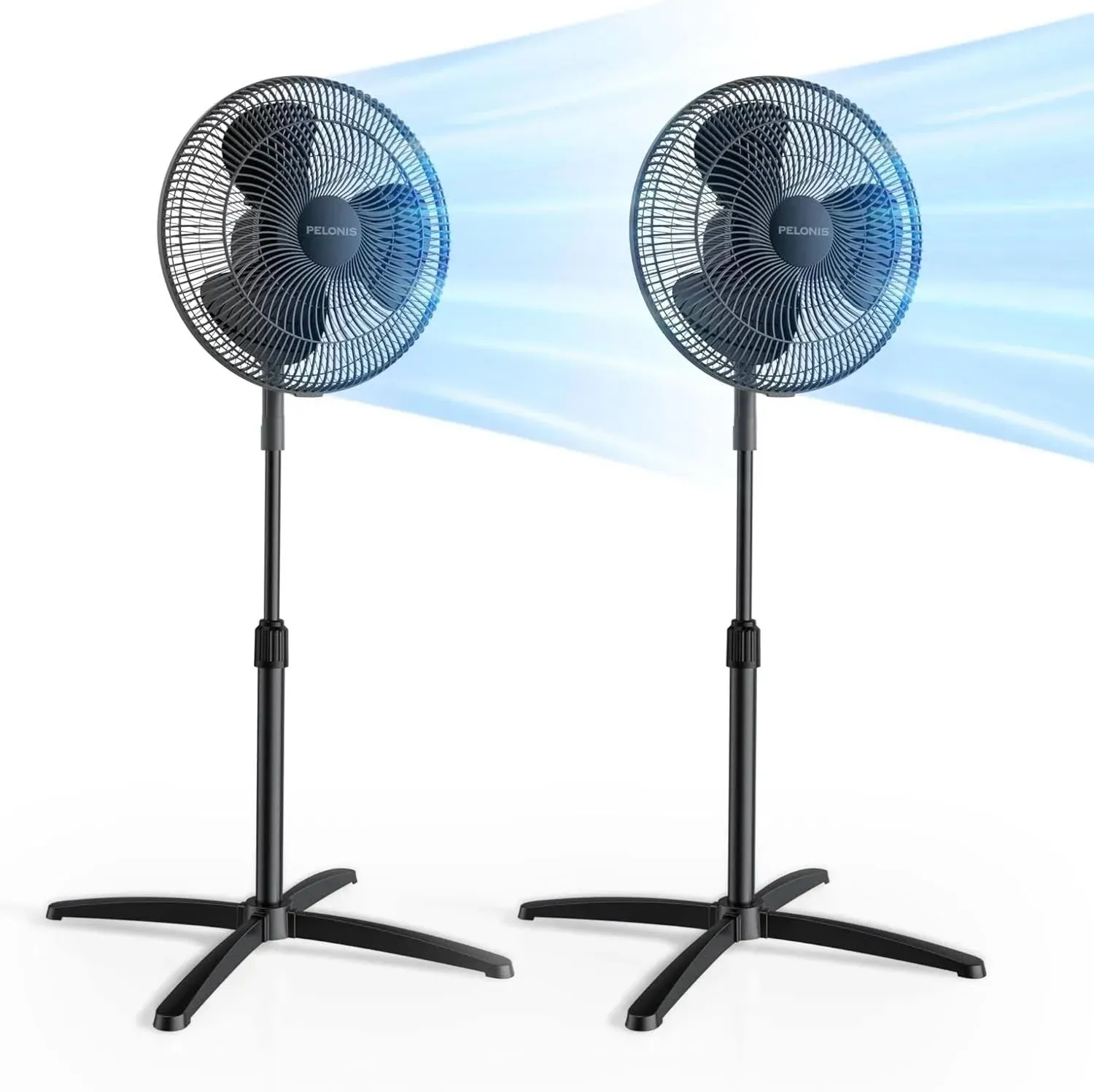 Pelonis 16 Oscillating Pedestal Standing Fan with Remote Control 2 Packs, 3 Speeds Settings 7H Timer Ultra Quiet Adjustable Heights for Bedroom, Livin