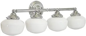 Hamilton Hills Quadruple Rounded Glass Light Fixture Vanity Bathroom Lights Classic