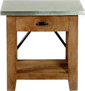 Millwork 22" Wood and Zinc Metal End Table with Drawer