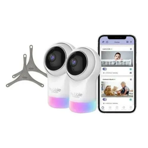 Hubble Connected Nursery Pal Connect Touch Twin - 5" HD Display and Wi-Fi Smart Video Baby Monitor, Remote Pan/Tilt/Zoom – 2 Portable Wireless