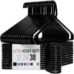 Ultra Heavy Duty Plastic Clothes Hangers - Black - Durable Coat Suit and Clot...