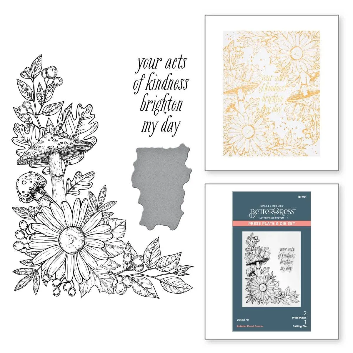 Spellbinders Autumn Floral Corner Press Plate & Die Set from The BetterPress Autumn Collection