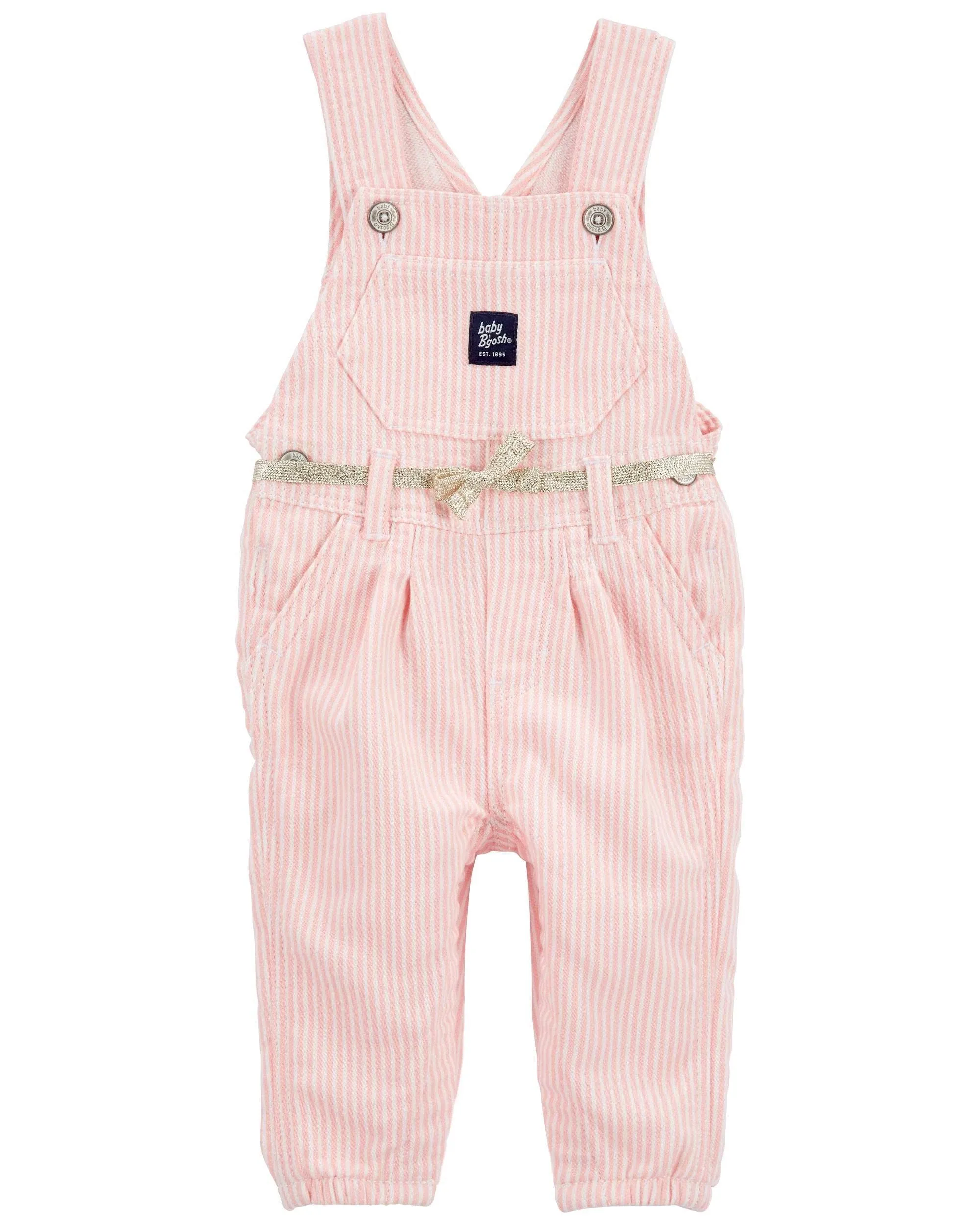 OSH KOSH B’gosh Baby stretchy hickory stripe overalls in pink NWT (never worn)