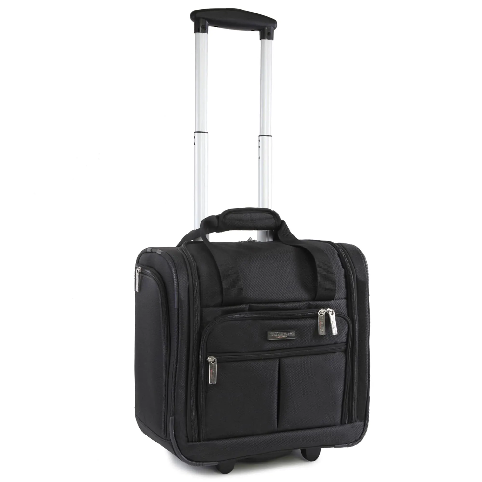 Pacific Coast Signature Underseat 15.5" Rolling Tote Carry-On, Black/Silver