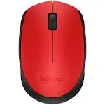 Logitech 910-004941 M170 Wireless Compact Mouse, Red, 2.4 GHz Radio Frequency, 1000 dpi Optical, USB Interface