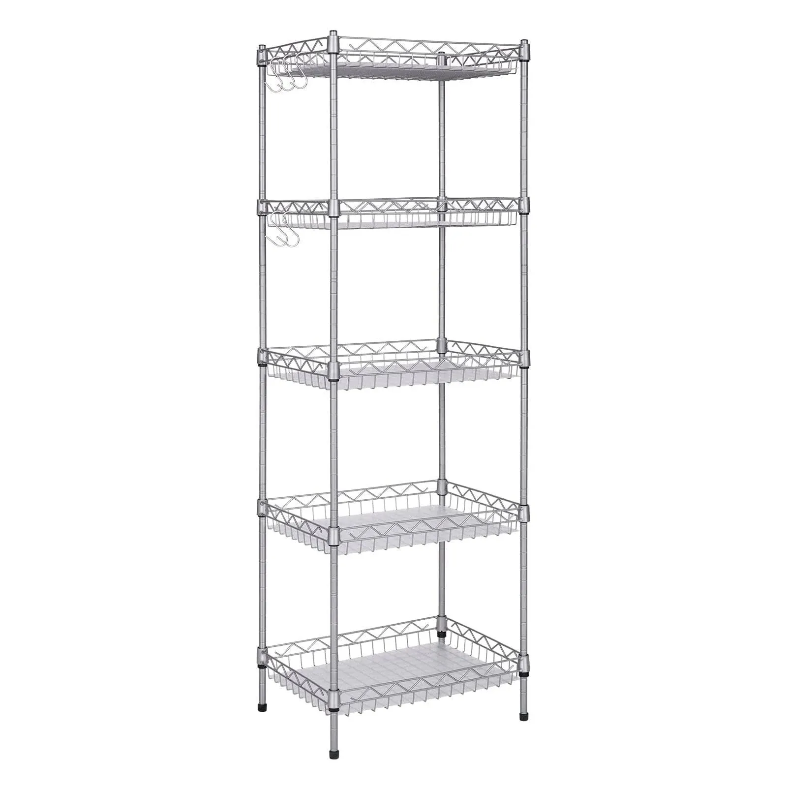 Storage Shelves, 5-Tier Wire Shelving Unit with Baskets Storage Rack Corner S...