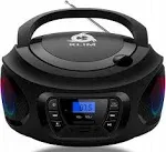 KLIM Boombox Portable Audio System - New Version 2024 - FM Radio CD Player Bl...