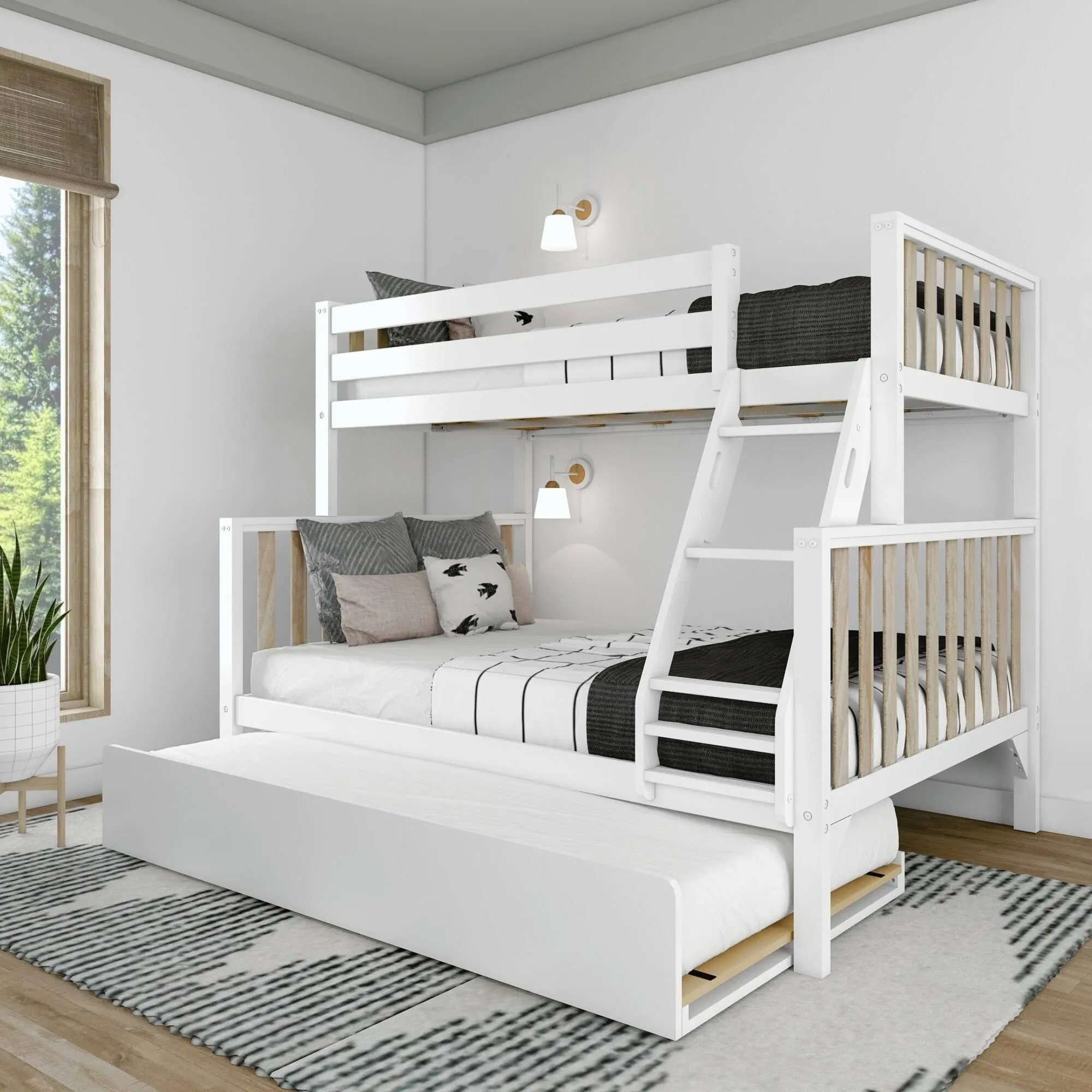 Max & Lily Scandinavian Twin over Bunk Bed with Twin-Size Trundle