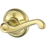 Schlage F170 FLA 605 RH Flair Dummy Handle Right Hand, Polished Brass - Lever