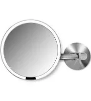 Simplehuman Brushed 8" Round Wall Mount Sensor Makeup Mirror, 5x Magnification, Hard-Wired