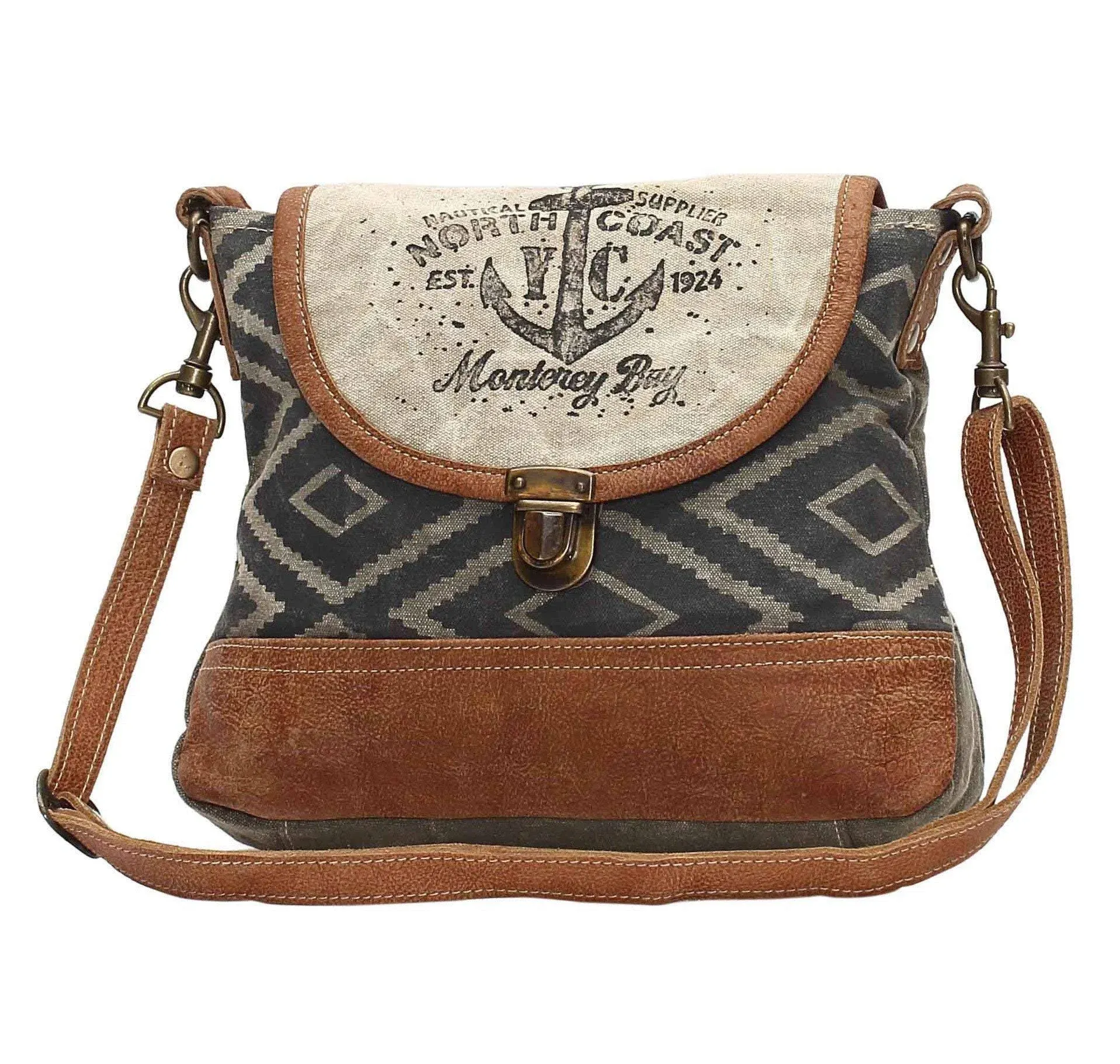 Myra North Coast Yacht Club Crossbody Canvas Bag Army Green/Brown 