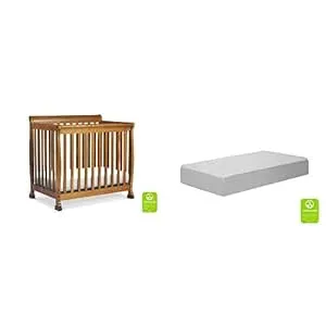 Davini Kalani 4-in-1 Mini Crib and Twin Bed in Chestnut with Complete Slumber Mini Crib Mattress