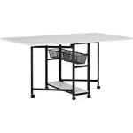 Sew Ready Mobile Fabric Cutting Table with Storage - Charcoal/ White