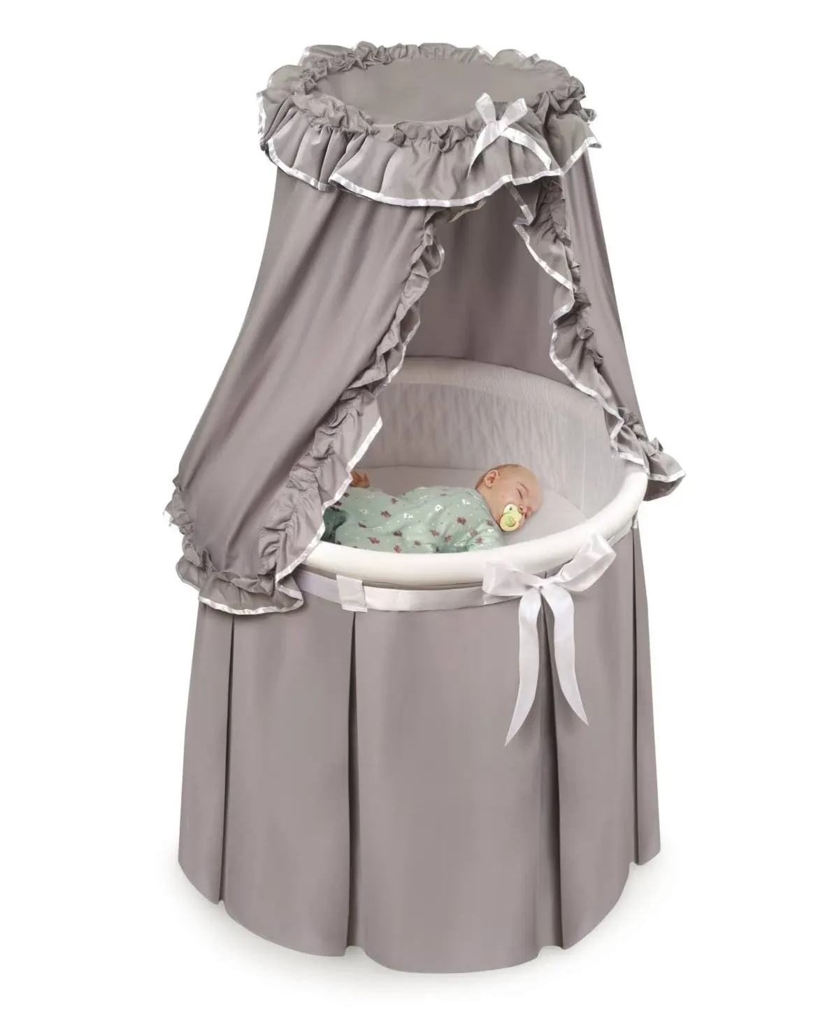 Badger Basket Empress Round Baby Bassinet with Canopy