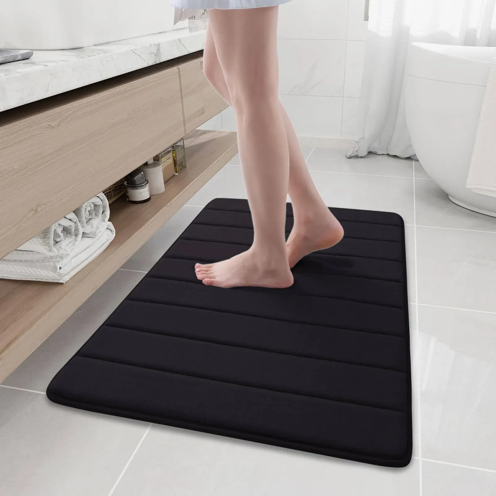 Buganda Memory Foam Bath Mat Rug, 35.4" x 24", Ultra Soft and Non-Slip Bathroom Rugs, Water Absorbent and Machine Washable Bath Rug Runner for