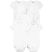 Carter's 5 Pack Shortsleeve Bodysuits - White-White-NB