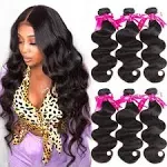 Karbalu 12A Brazilian Human Hair Bundles Body Wave 3 Bundles with Lace Closure 4x4 Free Part 100% Unprocessed Remy Human Hair Bundles with Closure Wet and Wavy Double Weft Natural Color (14 16 18+12)