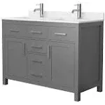 Wyndham Collection Beckett 48 inch Double Bathroom Vanity in Dark Gray, Carrara Cultured Marble Countertop / Brushed Nickel