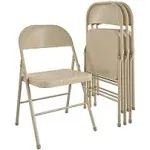 Mainstays All-Steel Metal Folding Chair, Beige, 4 Pack