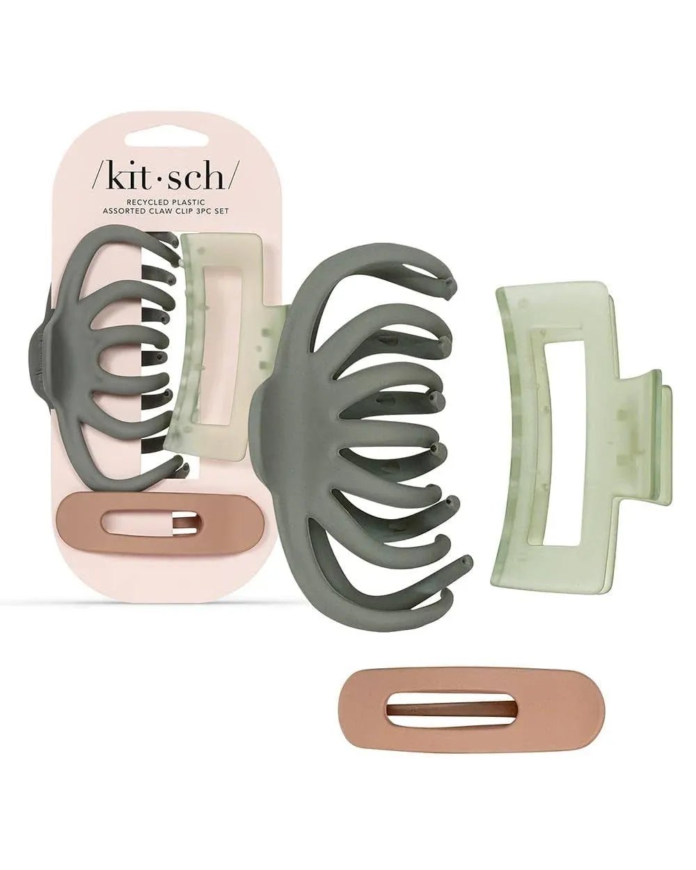 Kitsch Recycled Plastic Assorted Claw Clip Set (3pc)