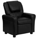 Flash Furniture Black Contemporary Kids Recliner with Cup Holder and Headrest