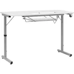 Rollaway II Compact Portable Folding Sewing Table, Silver/White