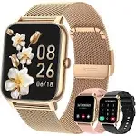 Boquaw Smart Watch for Women Fitness Tracker Gold Smart Watches for Women Digital Mens Watches Makeanswer Call Waterproof Running SMA