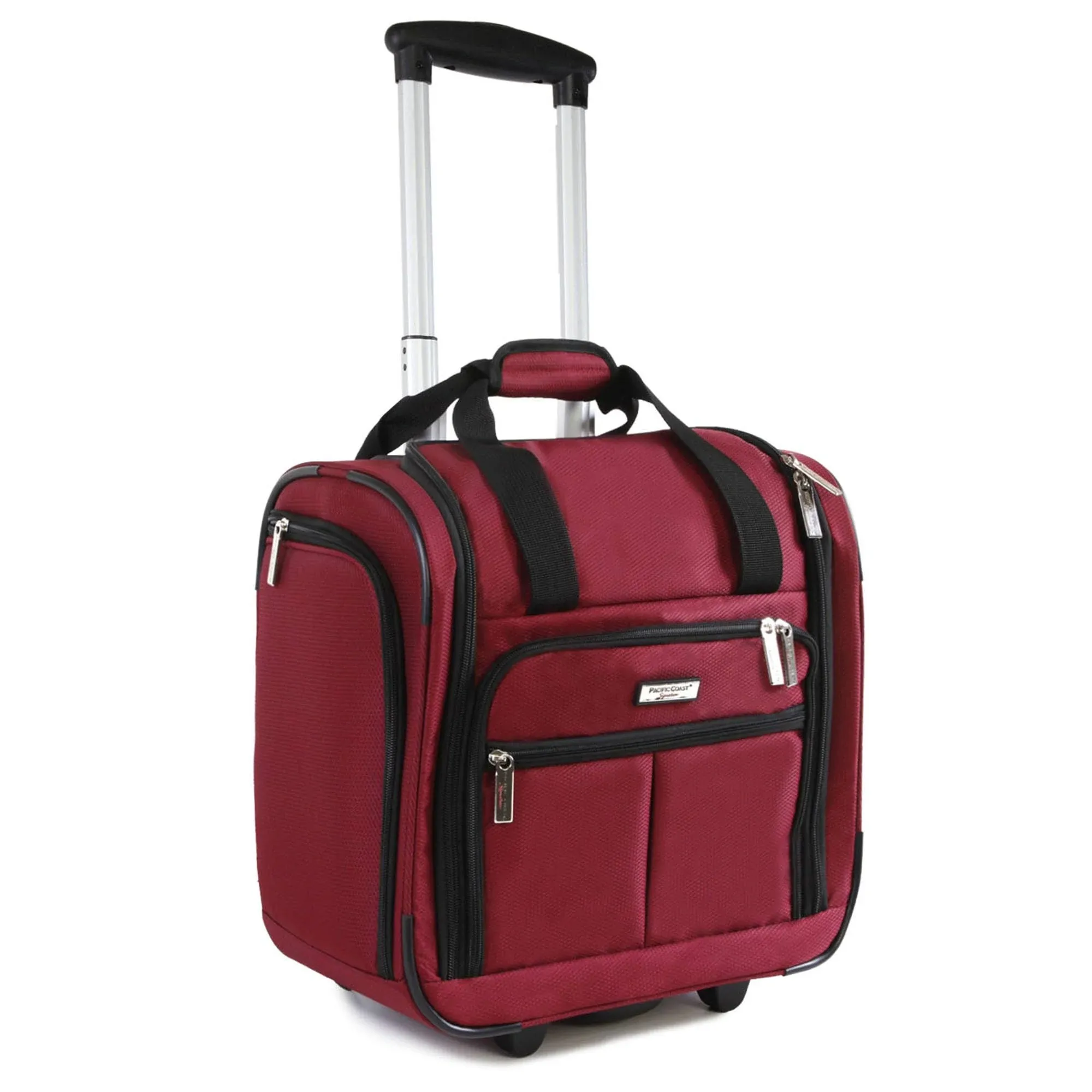 Pacific Coast Signature Underseat 15.5" Rolling Tote Carry-on, Crimson