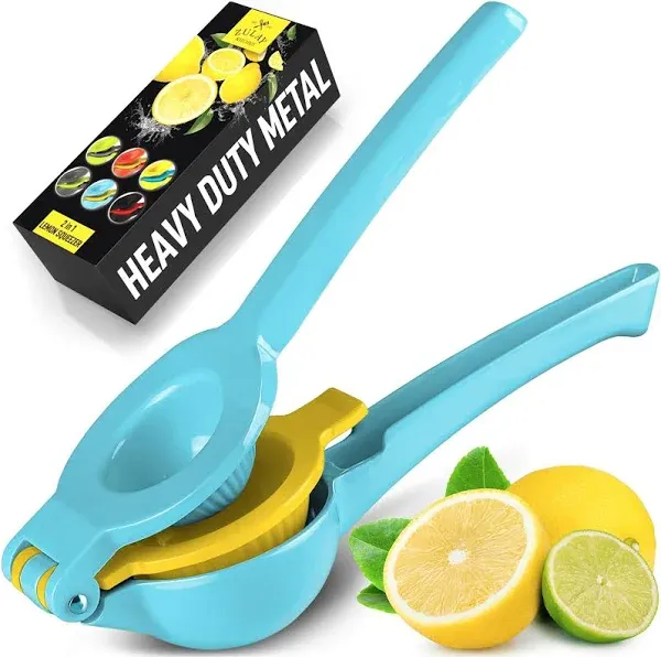 Zulay Kitchen 2-in-1 Lemon Squeezer, Bright Yellow and Red