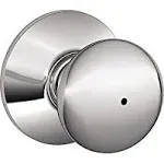 Schlage F40 PLY 625 Plymouth Door Knob, Bed & Bath Privacy Lock, Bright Chrome