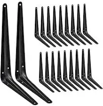 Janyang 20 Pack Shelf Brackets 10 Inch Heavy Duty Black Metal Floating Shelf Bracket