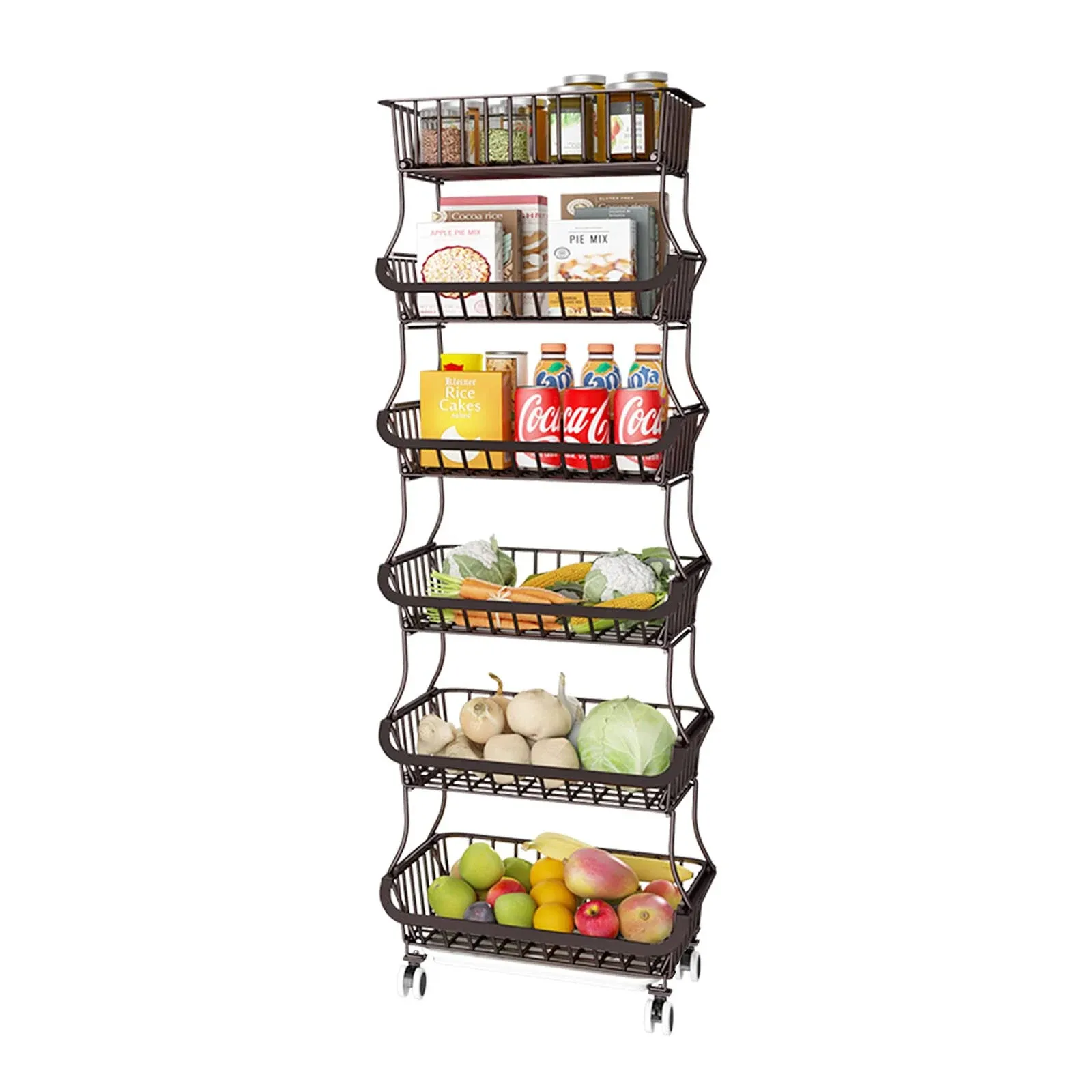 Wisdom Star 6 Tier Fruit Vegetable Basket for Kitchen, Vegetable Bins for Onions ...