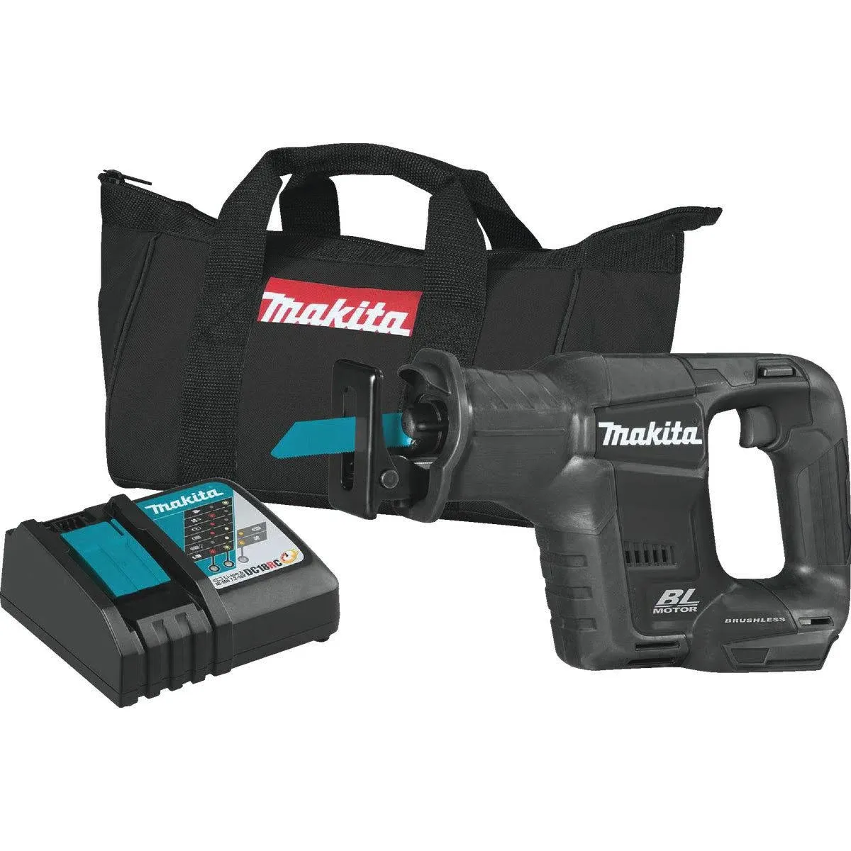 Makita XRJ07R1B 18V LXT Lithium-Ion Sub-Compact Brushless Cordless Recipro Saw Kit (2.0Ah)