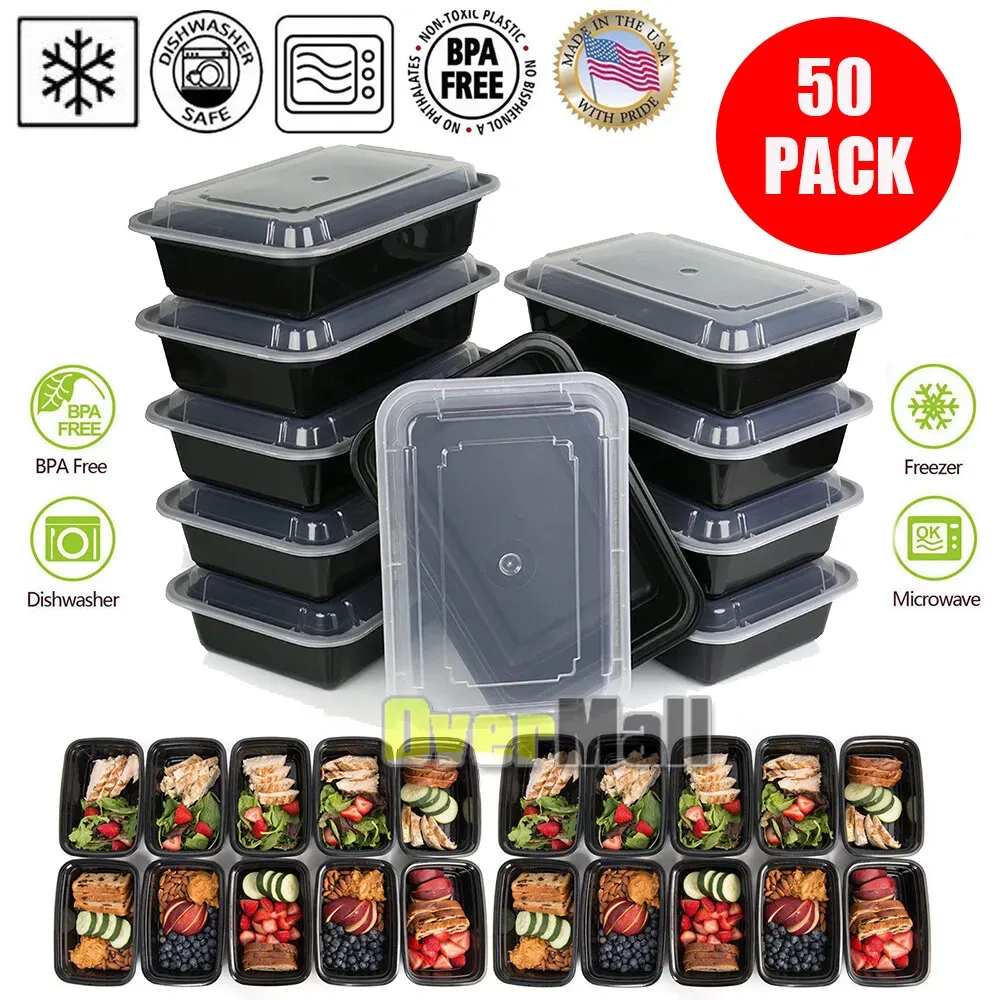 50-Pack Microwavable Meal Prep Containers