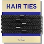 Havhaf Braided Mens Hair Ties for Men 5 pcs(XL Black) - for Buns Curly Thick Dense Hair Elastic Hair Ties for Guys | No Damage Crease Breakage Man B