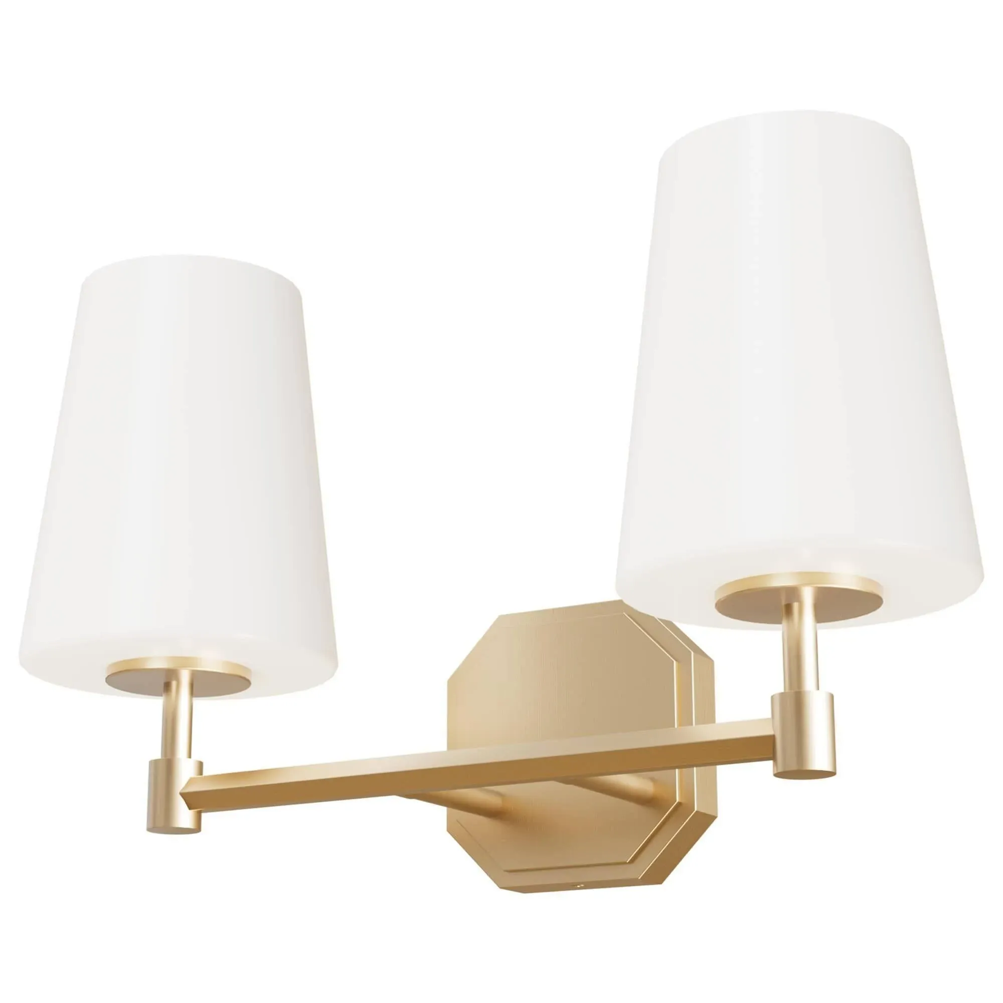 Hunter 19880 Nolita 2 Light 16 inch Bath Vanity Light in Alturas Gold with Cased White Glass