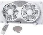 Shinic Window Fan with Reversible Airflow Quiet, Twin 9" Blades, Full Remote Control, 3 Functions-3 Speeds, Bathroom Kitchen Window Exhaust Fan, Width