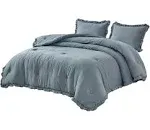 Nora 3-Piece Ruffled Edge Trim Microfiber Comforter Set