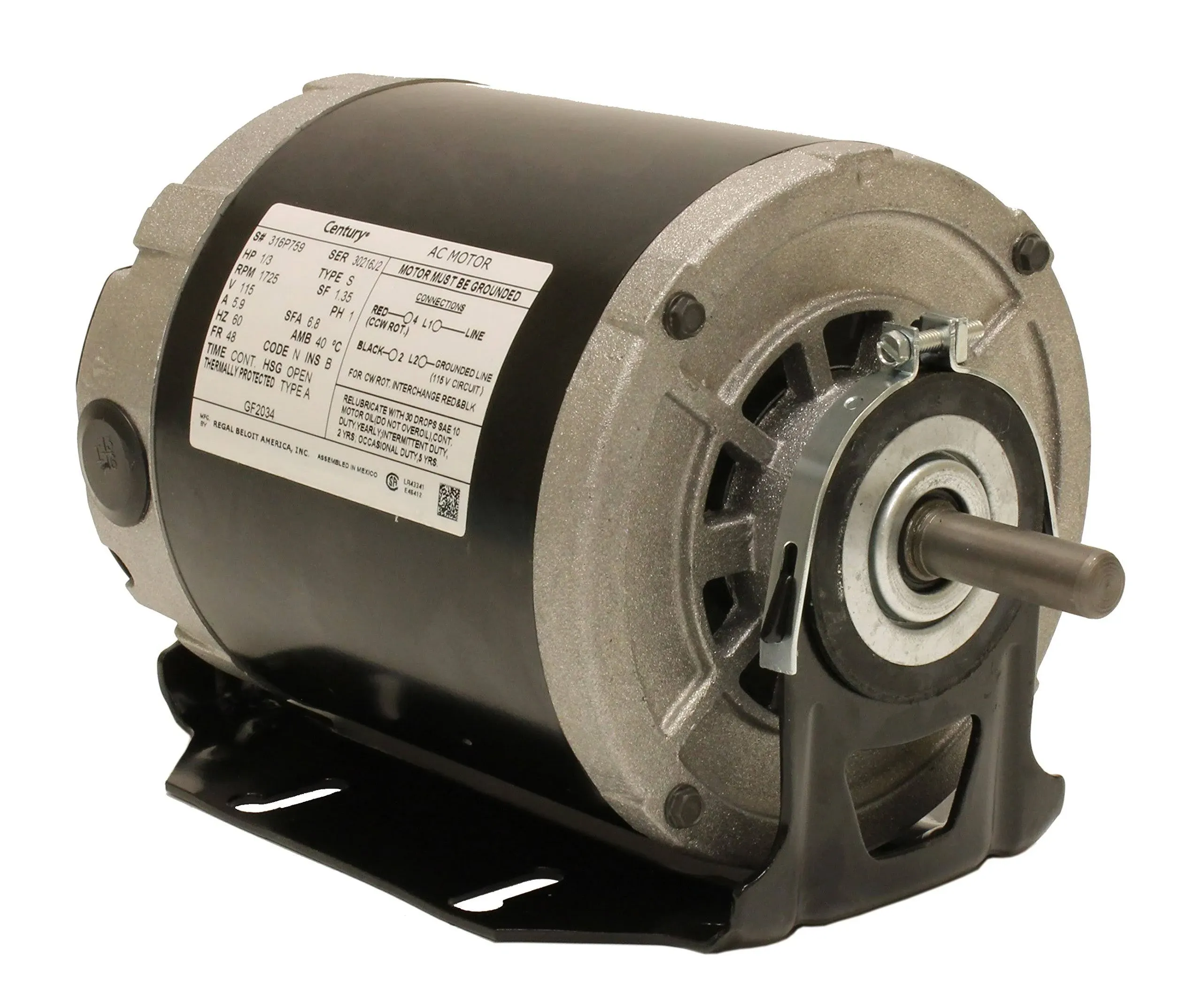 Century GF2034 Motor Electric 1/3 HP 1725RPM