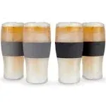 Host Beer Freeze 16 oz Cooling Cups in Black/Grey Bands (Set of 4)