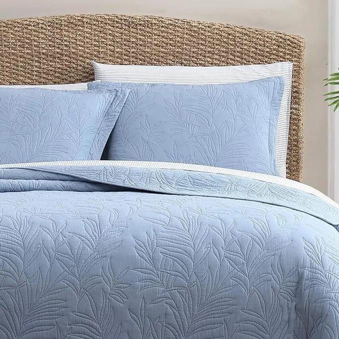 Tommy Bahama Solid Costa Sera Cotton Quilt, Blue, Twin