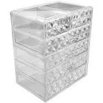 Sorbus Makeup Storage Organizer - 4 Large and 2 Small Drawers, Diamond Pattern