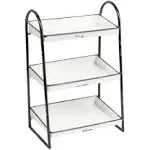 Heavily Distressed White 3-Tier Metal Tray with Black Frame & Rim