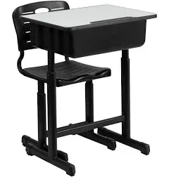 Flash Furniture 2 Piece Classroom Desk Set in Black and Natural