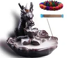 Dragon Incense Waterfall Burner Ceramic Backflow Incense Holder Set with Incense