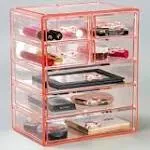 Sorbus Acrylic Makeup Organizer - Organization and Storage Case for Cosmetics Make Up & Jewelry - Big Clear Makeup Organizer for Vanity, Bathroom, College Dorm, Closet, Desk (4 Large, 2 Small Drawers)